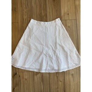 Talbots White Lace Eyelet Midi Skirt Size 6 A Line Fairy Cottage Core Whimsy